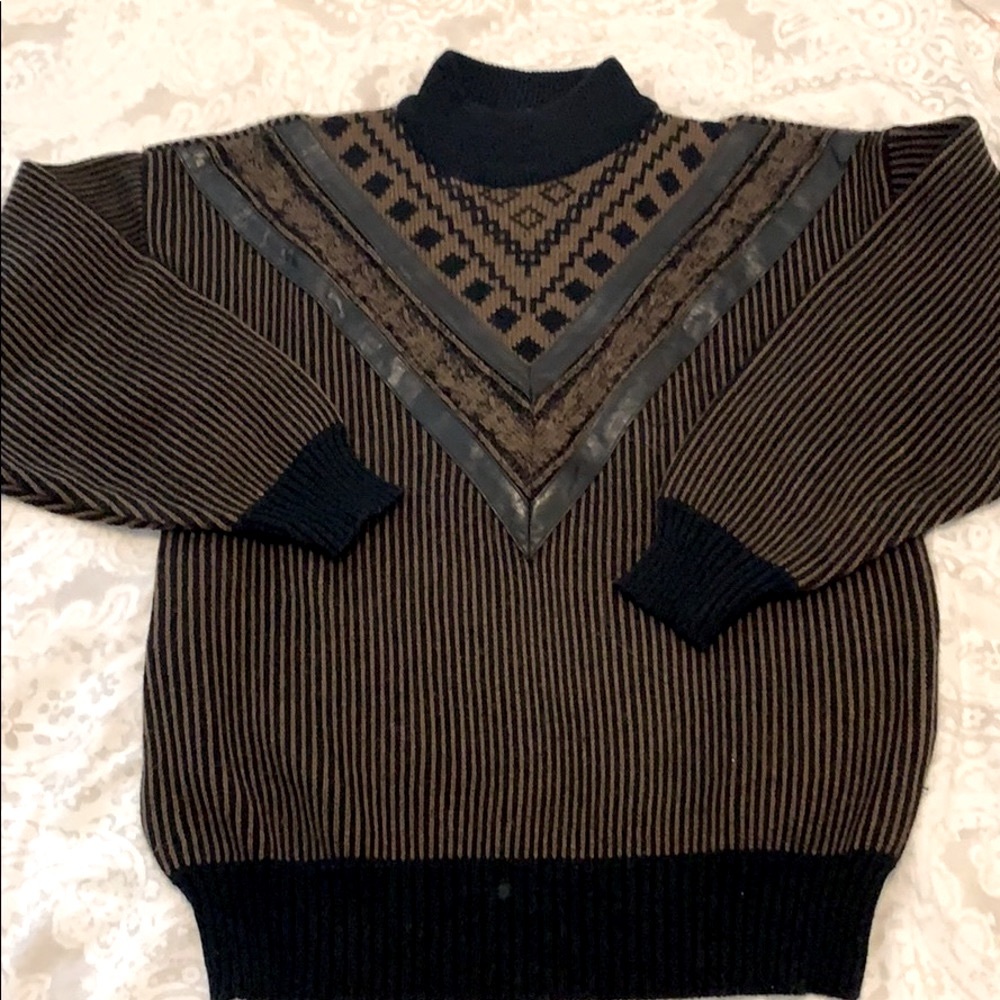 Chia  vintage brown sweater with leather Medium
